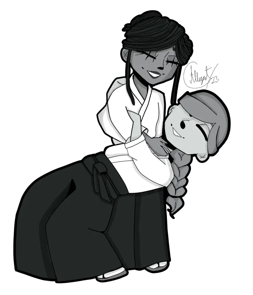 Irimi Nage Dessin de Chloé Allegret- Aikido Dardilly